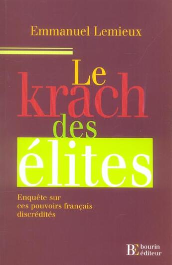 Couverture du livre « Le krach des elites » de Lemieux E aux éditions Les Peregrines