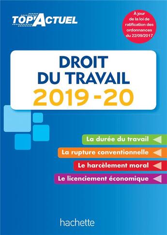 Couverture du livre « Top'actuel ; droit du travail (édition 2019/2020) » de Susana Lopes-Dos Santos aux éditions Hachette Education