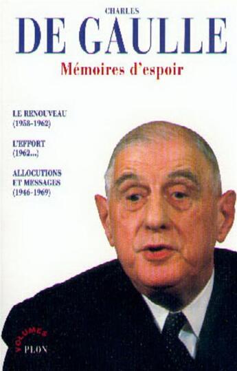 Couverture du livre « Mémoires d'espoir Tome 3 » de Charles De Gaulle aux éditions Plon