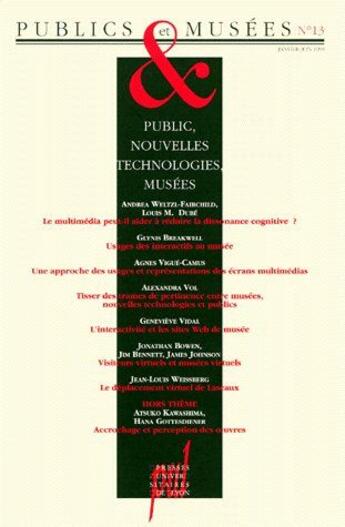 Couverture du livre « Publics et musées t.13 ; public, nouvelles technologies, musées » de  aux éditions Pu De Lyon