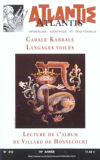 Couverture du livre « Revue Atlantis N.410 ; Cabale, Kabbale ; Langages Voilés ; Lecture De L'Album Du Villard De Honnecourt » de Revue Atlantis aux éditions Atlantis