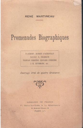 Couverture du livre « Promenades biographiques » de Rene Martineau aux éditions Nel