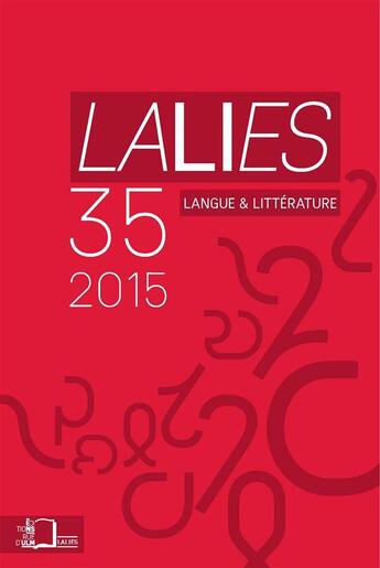 Couverture du livre « REVUE LALIES n.35 » de  aux éditions Rue D'ulm