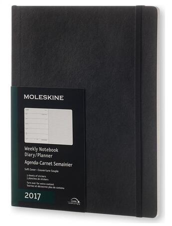 Couverture du livre « Agenda 2017 semainier carnet tres grand format souple noir » de  aux éditions Moleskine