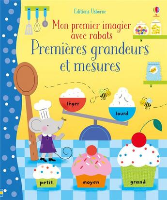 Couverture du livre « Mon premier imagier avec rabat ; premières grandeurs et mesures » de Hannah Watson aux éditions Usborne