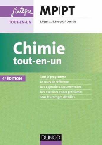 Couverture du livre « Chimie tout-en-un MP-PT (4e édition) » de Bruno Fosset aux éditions Dunod