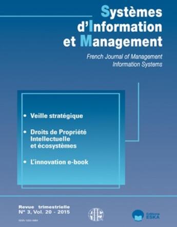 Couverture du livre « Sim Vol 20 N3 2015 Veille Strategique » de Meissonier/Regis aux éditions Eska