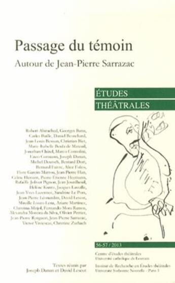 Couverture du livre « Passage du temoin » de  aux éditions Etudes Theatrales