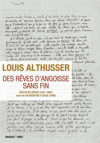 Couverture du livre « Des rêves d'angoisse sans fin » de Louis Althusser aux éditions Grasset