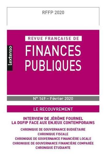 Couverture du livre « Revue francaise de finances publiques n 149-fevrier 2020 » de  aux éditions Lgdj