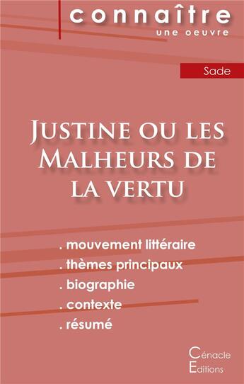 Couverture du livre « Justine ou les malheurs de la vertu, du Marquis de Sade » de  aux éditions Editions Du Cenacle