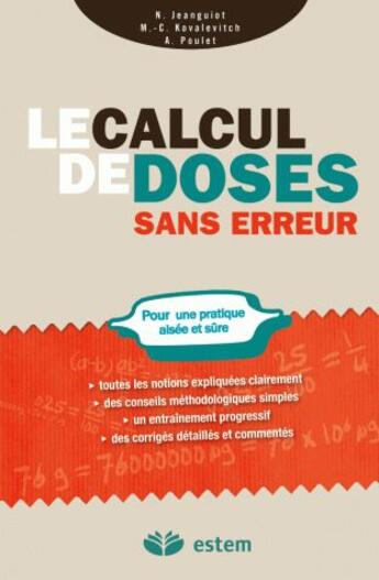 Couverture du livre « Le calcul de doses sans erreur » de Kovalevitch/Poulet aux éditions Vuibert