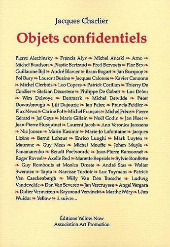 Couverture du livre « Objets confidentiels » de Jacques Charlier aux éditions Yellow Now