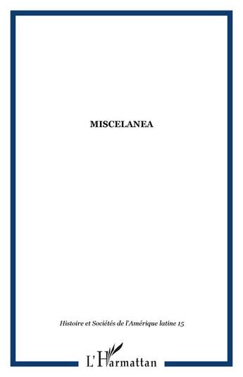 Couverture du livre « Histoire et sociétés de l'Amérique latine » de  aux éditions Editions L'harmattan