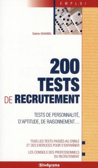 Couverture du livre « 100 modèles de tests de recrutement (5e édition) » de Sabine Duhamel aux éditions Studyrama