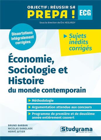 Couverture du livre « Annales economie sociologie, histoire du monde contemporain - prepa ecg » de Nicolas Danglade et Bruno Barban aux éditions Studyrama