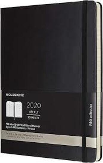 Couverture du livre « Agenda 2020 pro semainier vertical tres grand format noir rigide » de Moleskine aux éditions Moleskine