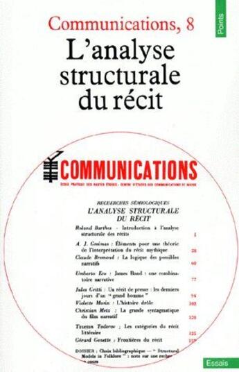 Couverture du livre « L'analyse structurale du récit » de Communications aux éditions Points