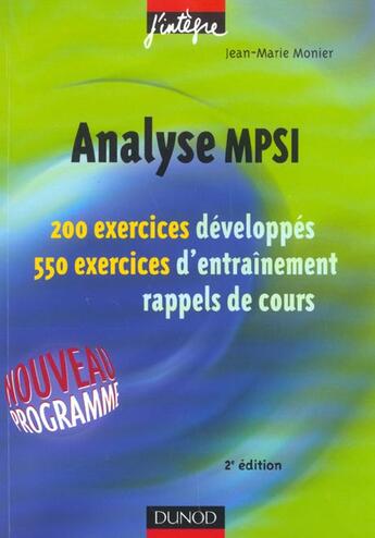 Couverture du livre « 200 exercices développés, 550 exercices d'entrainement (2e édition) » de Jean-Marie Monier aux éditions Dunod