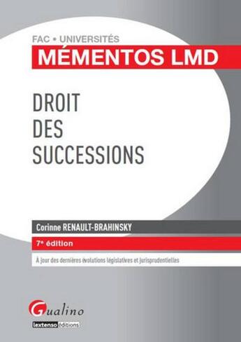 Couverture du livre « Droit des successions » de Renault-Brahinsky C. aux éditions Gualino