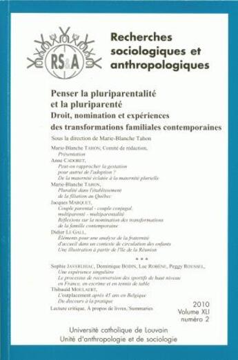 Couverture du livre « Penser la pluriparentalit et la pluriparent ! droit, nomination et expriences des transformations familiales contemporaines » de Marie-Blanche Tahon et Collectif aux éditions Pu De Louvain