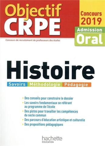 Couverture du livre « Objectif crpe histoire 2019 » de Laurent Bonnet aux éditions Hachette Education