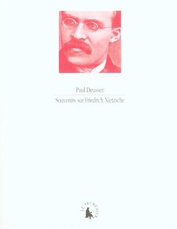 Couverture du livre « Souvenirs sur friedrich nietzsche » de Paul Deussen aux éditions Gallimard