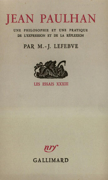 Couverture du livre « Jean Paulhan Lefebvre » de Lefebve M aux éditions Gallimard