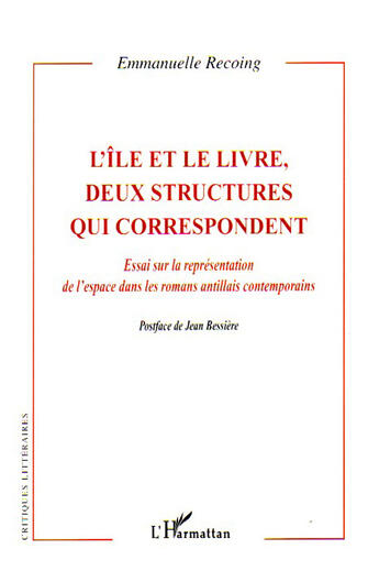 Couverture du livre « L'île et le livre, deux structures qui correspondent ; essai sur la représentation de l'espace dans les romans antillais contemporains » de Emmanuelle Recoing aux éditions L'harmattan