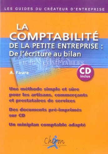 Couverture du livre « La comptabilite de la petite entreprise : de l'ecriture au bilan » de Faure aux éditions Chiron