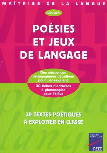 Couverture du livre « Poésies et jeux de langage CP CE1 » de Marina Rouze et Christian Lamblin aux éditions Retz