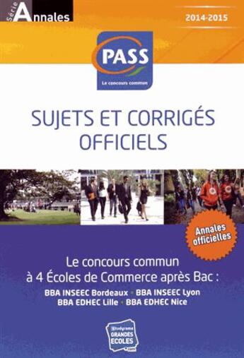 Couverture du livre « Annales pass 2014-2015 » de  aux éditions Studyrama