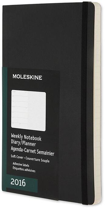 Couverture du livre « Agenda semainier carnet 2016 poche noir couverture souple » de  aux éditions Moleskine