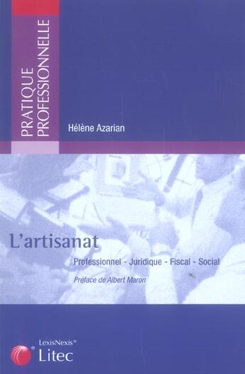 Couverture du livre « L'artisanat » de Helene Azarian aux éditions Lexisnexis