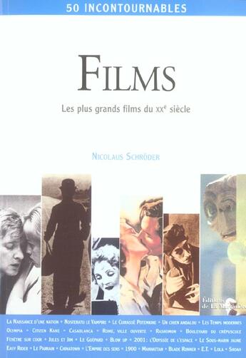 Couverture du livre « Films » de Nicolaus Schroder aux éditions La Martiniere