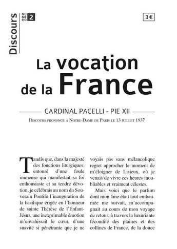 Couverture du livre « La vocation de la France » de Pie Xii aux éditions Tequi