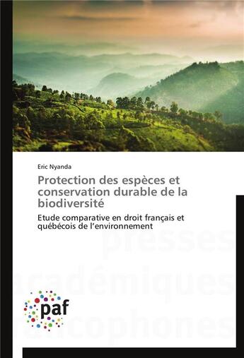 Couverture du livre « Protection des especes et conservation durable de la biodiversite » de Nyanda-E aux éditions Presses Academiques Francophones