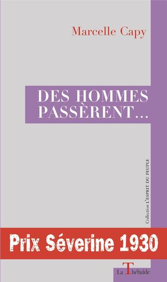 Couverture du livre « DES HOMMES PASSERENT... » de Capy/Baty-Delalande aux éditions La Thebaide