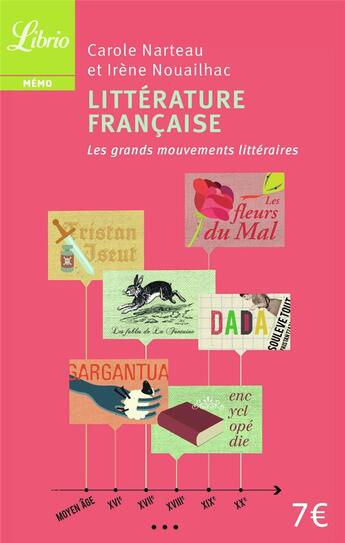 Couverture du livre « Littérature française ; les grands mouvements littéraires » de Carole Narteau et Irene Nouailhac aux éditions J'ai Lu