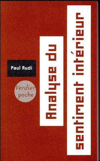 Couverture du livre « Analyse du sentiment intérieur » de Paul Audi aux éditions Verdier