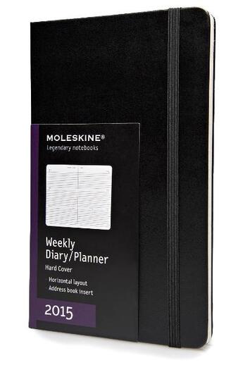 Couverture du livre « Agenda semainier 2015 horizontal grand format noir couverture rigide » de Moleskine aux éditions Moleskine Papet