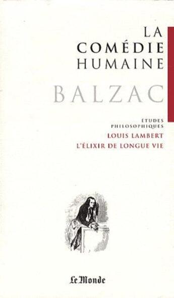 Couverture du livre « La comédie humaine t.22 ; Louis Lambert, l'éxilir de longue vie » de Honoré De Balzac aux éditions Garnier