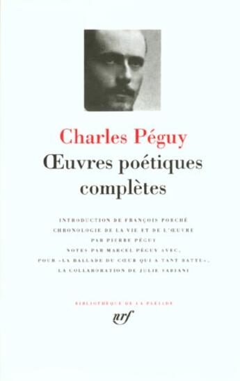 Couverture du livre « Oeuvres poétiques complètes » de Charles Peguy aux éditions Gallimard