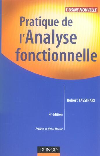 Couverture du livre « Pratique de l'analyse fonctionnelle - 4eme edition » de Robert Tassinari aux éditions Dunod