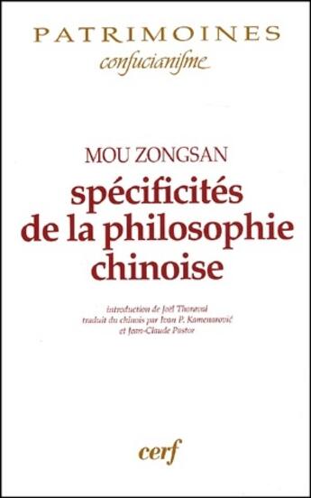 Couverture du livre « Spécificité de la philosophie chinoise » de Mou Zongsan aux éditions Cerf