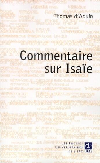 Couverture du livre « Commentaire sur Isaïe » de Thomas D'Aquin aux éditions Parole Et Silence