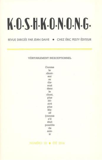 Couverture du livre « K.O.S.H.K.O.N.O.N.G. N 10 » de Daive Jean (Dir.) aux éditions Eric Pesty