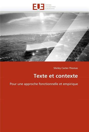 Couverture du livre « Texte et contexte » de Carter-Thomas-S aux éditions Editions Universitaires Europeennes