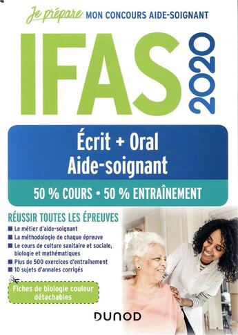 Couverture du livre « Je prépare ; IFAS ; aide-soignant ; écrit + oral ; 50% cours, 50 % entraînement (édition 2020) » de Donno/Pelletier aux éditions Dunod