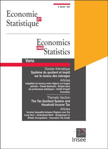 Couverture du livre « Economie et statistique/ economics and statistics n 526-527 » de Insee/ aux éditions Insee